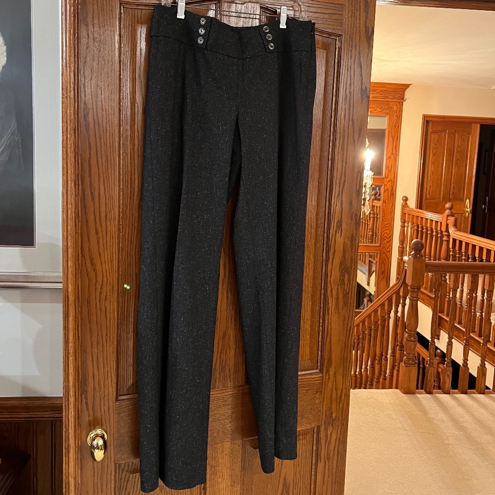 White House Black Market Wide Leg Dark Grey Tweed Pants NWT